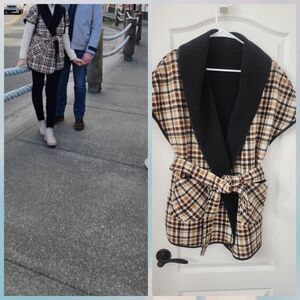 Plaid Women's Wrap Around with Belt Jacket